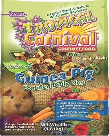 Brown's Tropical Carnival Natural Guinea Pig Food, 4 Lbs - Fortified Daily Diet