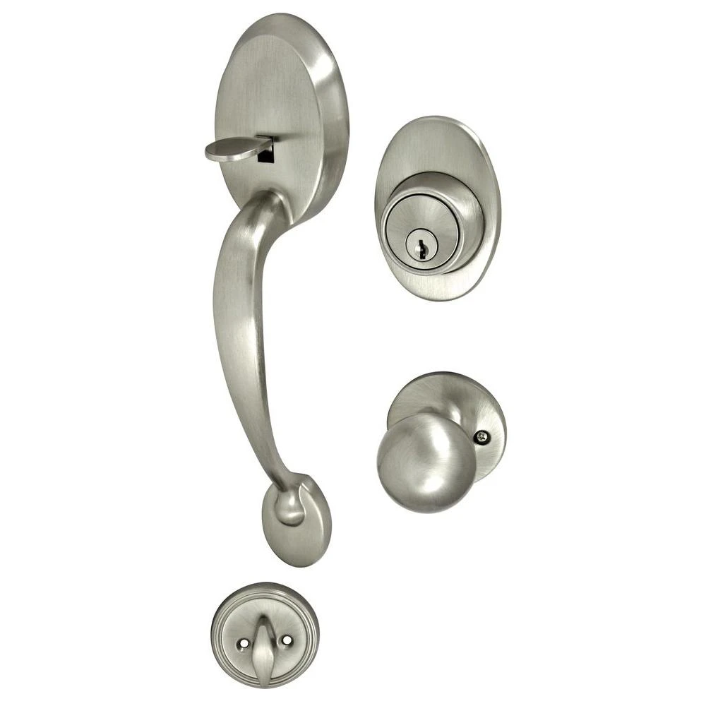 Cheltenham Satin Nickel Door Handleset With Single Cylinder Deadbolt 45045