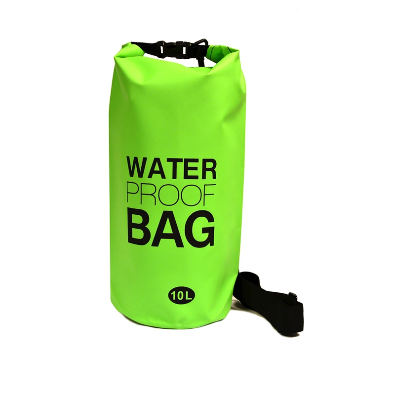 Waterproof 10 Liter Green Carrying Bag With Adjustable Strap