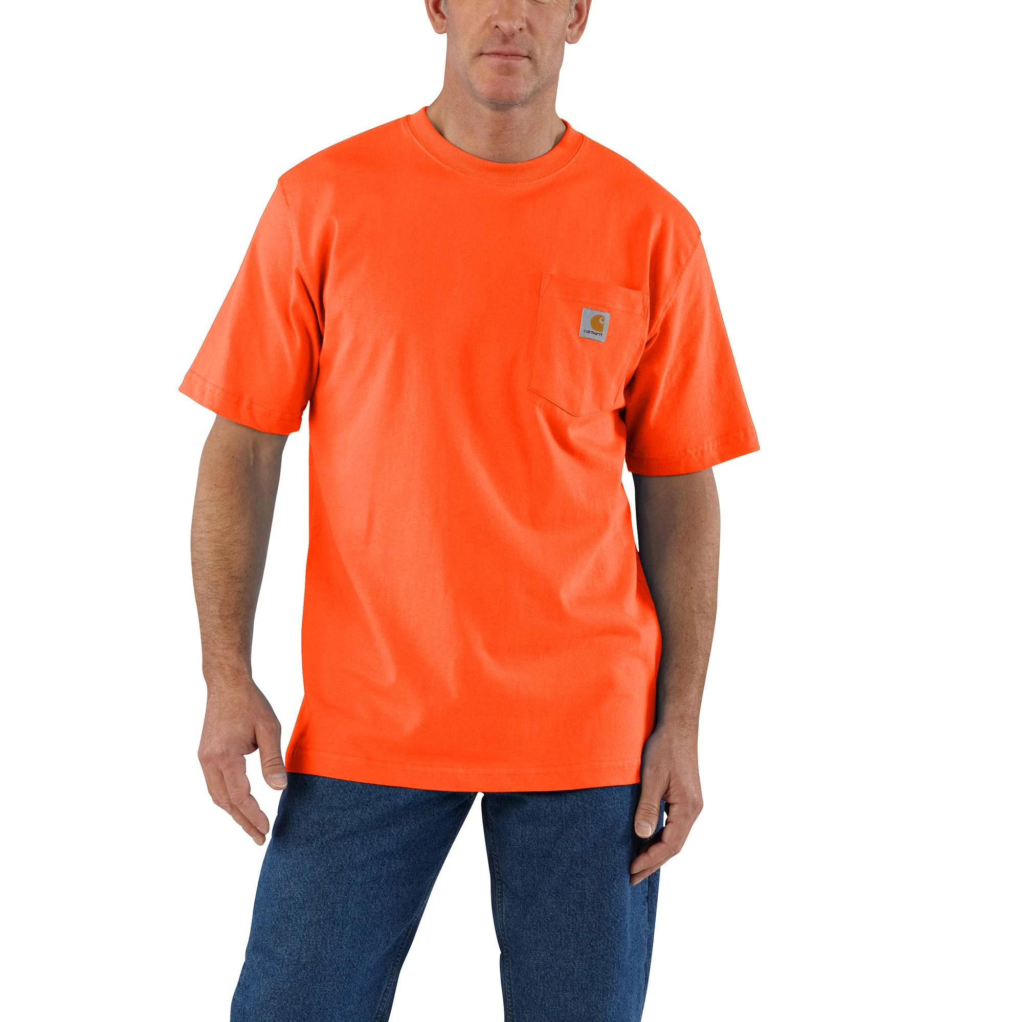 Men's Loose Fit Heavyweight Short-sleeve Pocket T-shirt - Xl Brite Orange