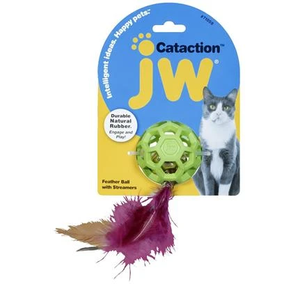 CAT TOY FEATHER BALL W/BELL
