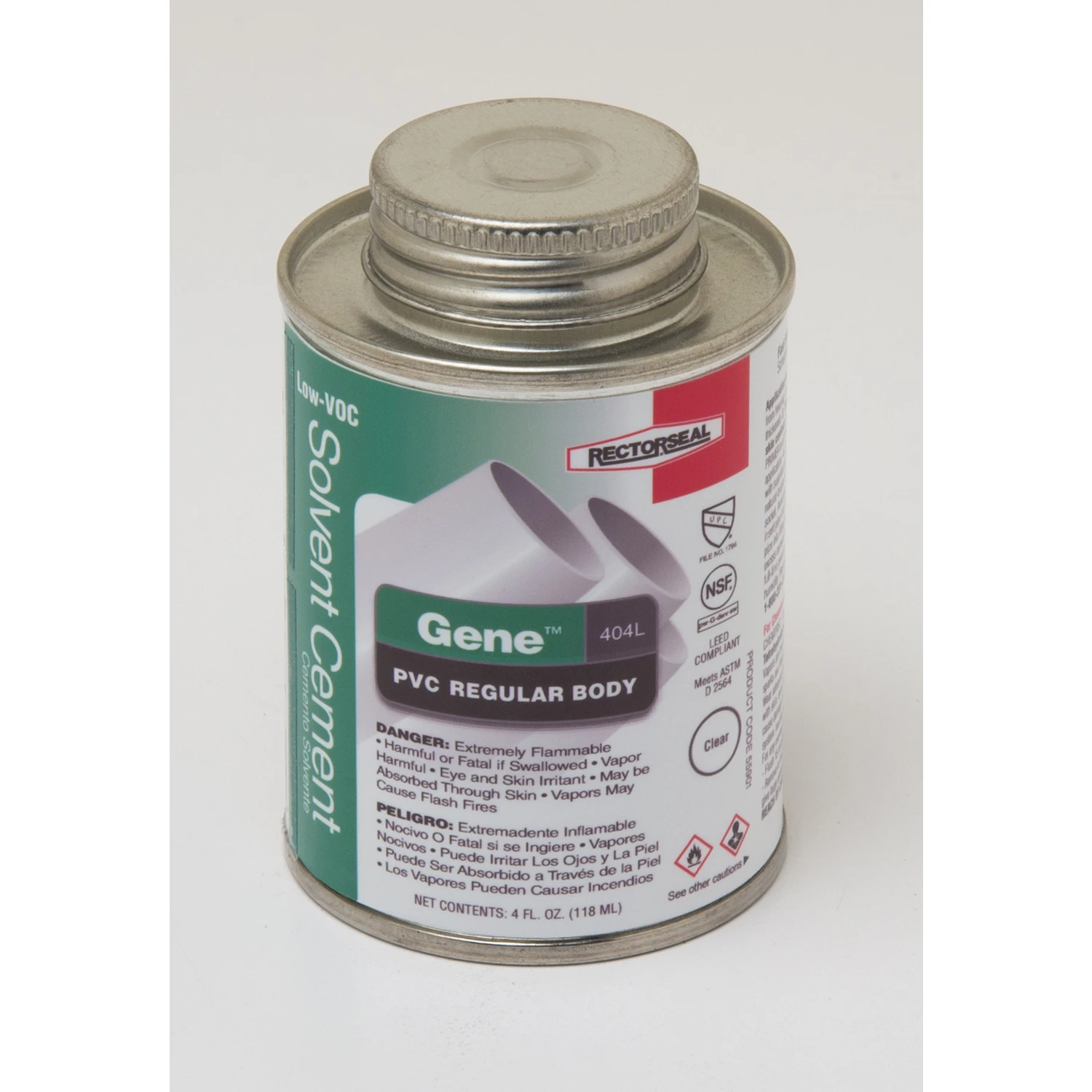 Gene Clear Solvent Cement For Pvc 4 Oz - Low Voc, Regular Body