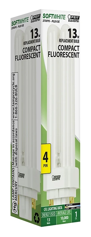 13w 4-pin Cfl Lamp Bulbs 2700k Soft White - 6 Count, Model Pld13e