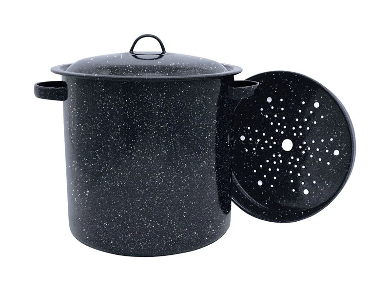 Aluminum Stock Pot 10 In. 15.5 Qt Black With Lid