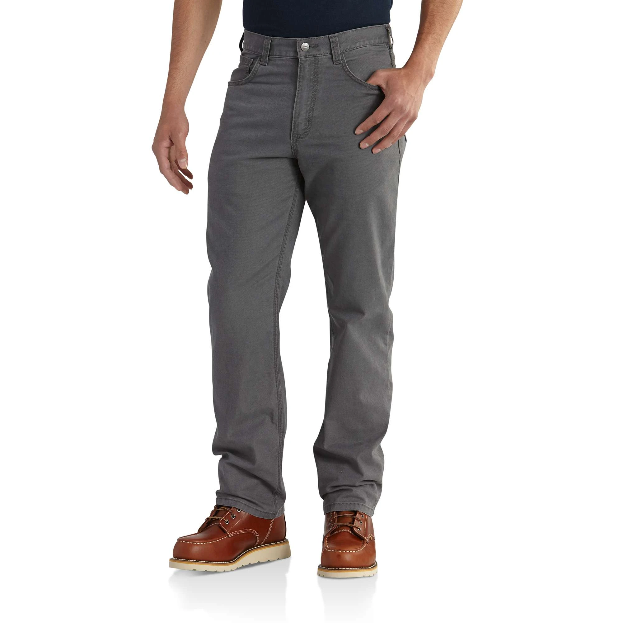 Rugged Flex Relaxed Fit Canvas 5-pocket Work Pant - Gravel - W34