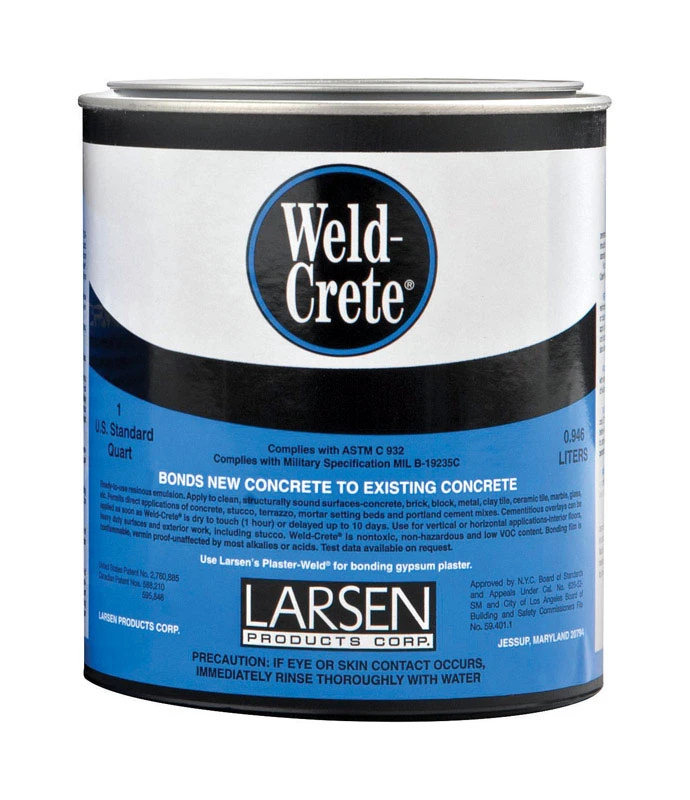 Weld-crete High Strength Polyvinyl Acetate Homopolymer Concrete Bonding Agent 1 Quart