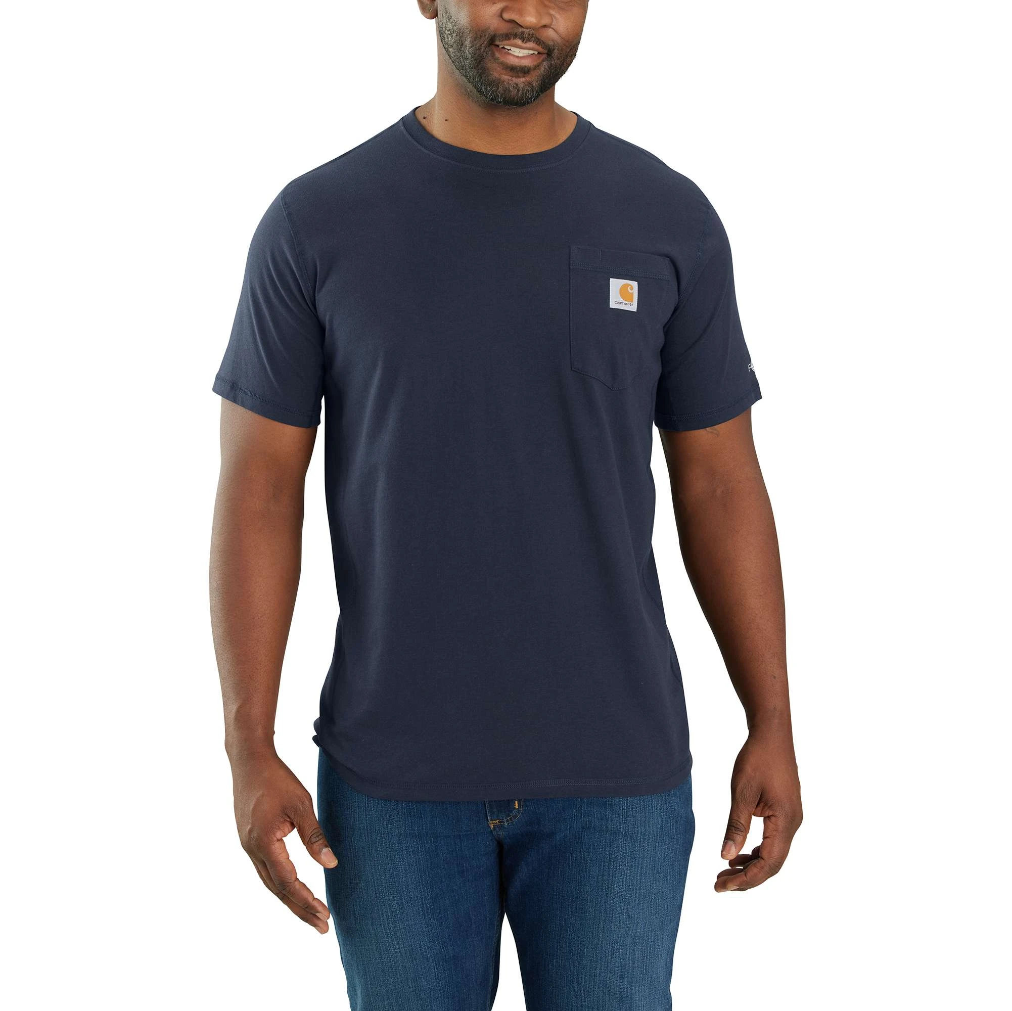 Men's Force Relaxed Fit Midweight Short Sleeve Pocket T-shirt, Navy, 2xl