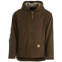 Hj626bbr520 Washed Hooded Work Coat, Bark, 2 Extra Large