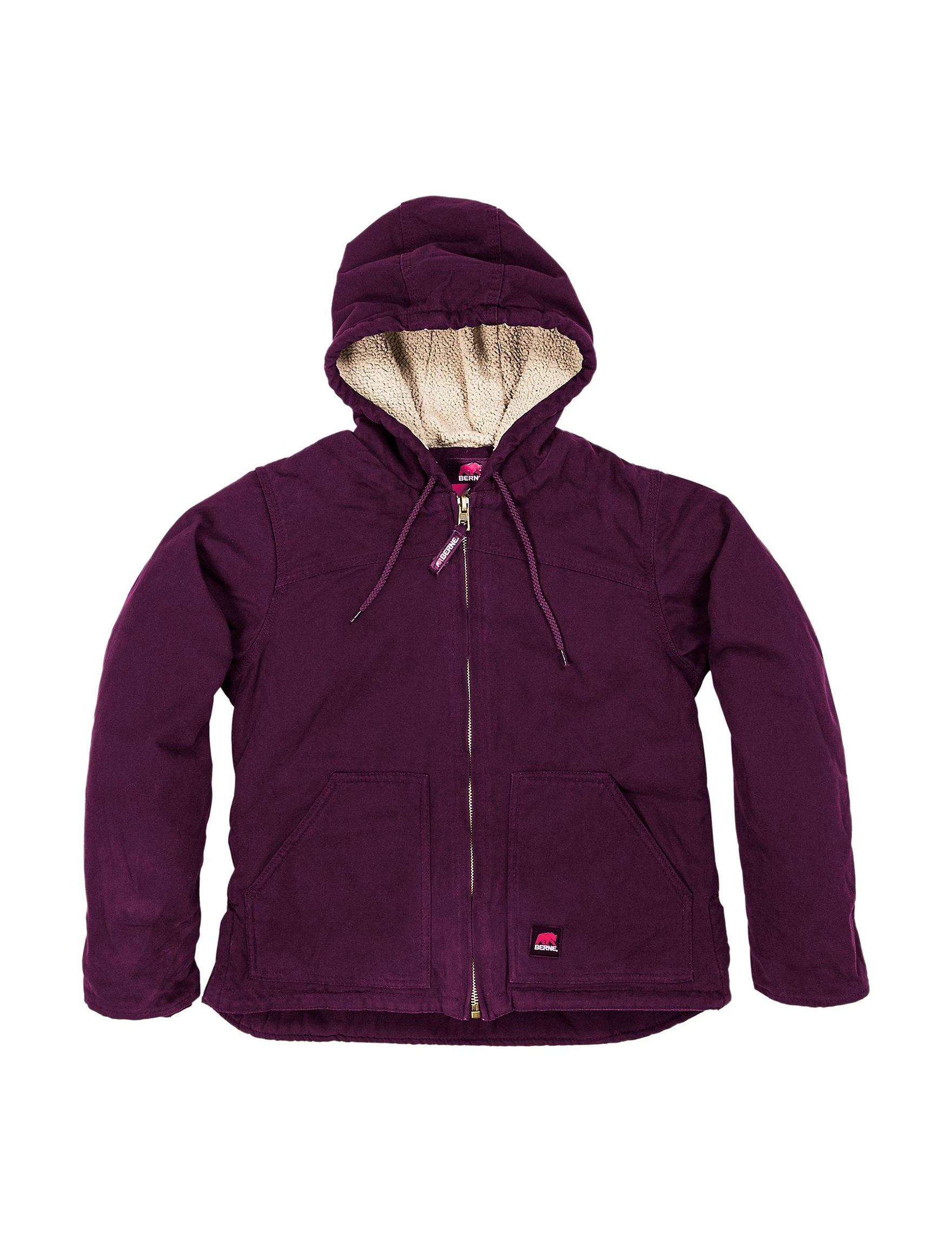 Women's Large Plum Sherpa-lined Softstone Duck Hooded Jacket Whj43plmr440