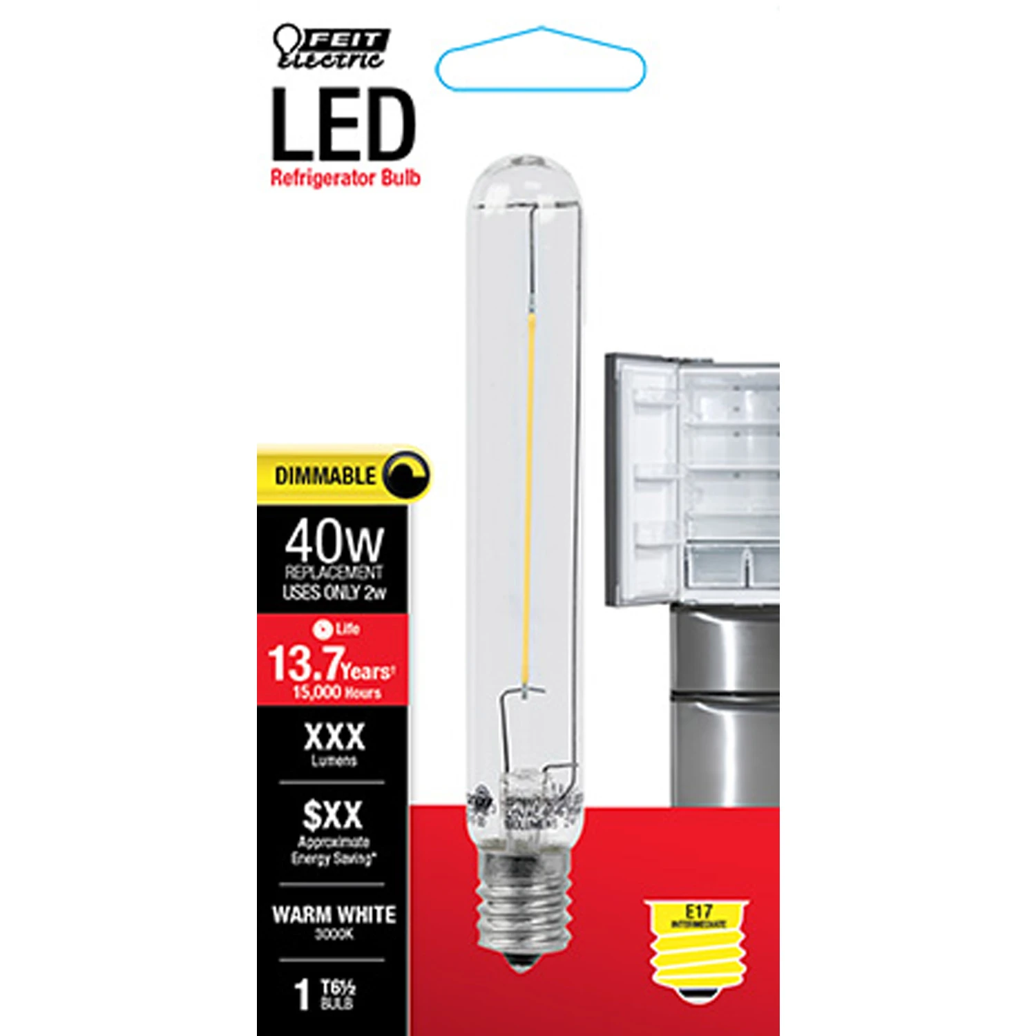 Feit T6.5 E17 (Intermediate) LED Bulb Bright White 40 Watt Equivalence 1 pk