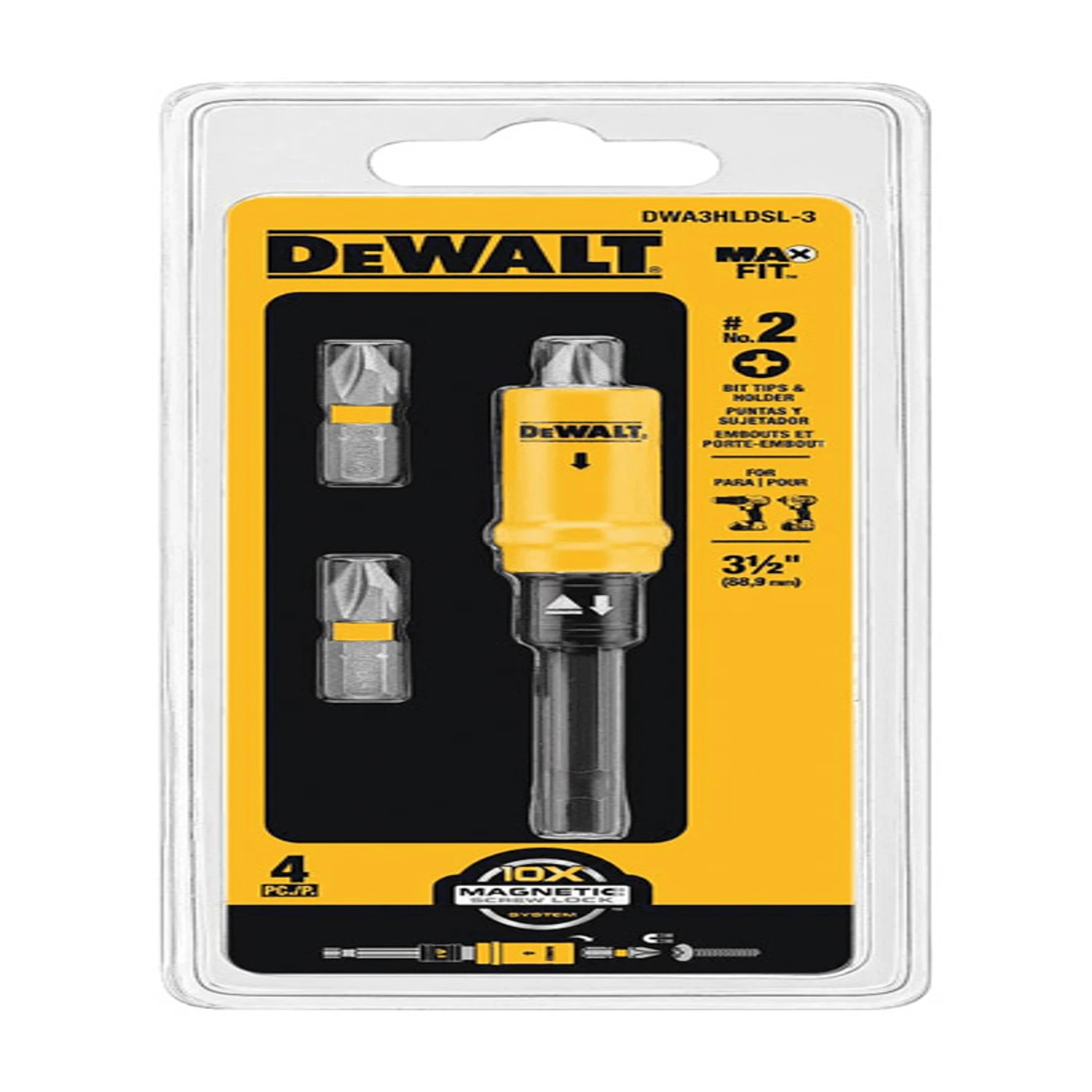 Max Fit Phillips #2 Screw Lock Bit And Holder Set S2 Tool Steel 4 Pieces