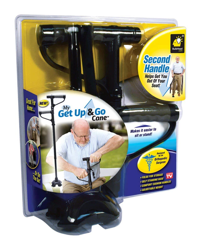 My Get Up & Go Cane, Metal, Two-handle Walking Cane, Adjustable 29'-36', 1 Pk