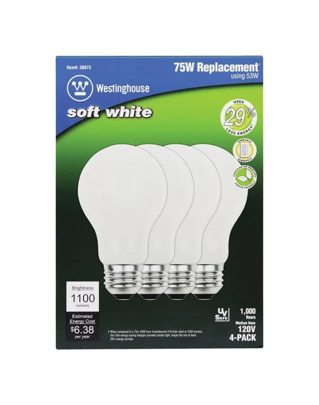 53w A19 Eco Halogen Bulb 1100 Lm Soft White 4 Pk E26 Base