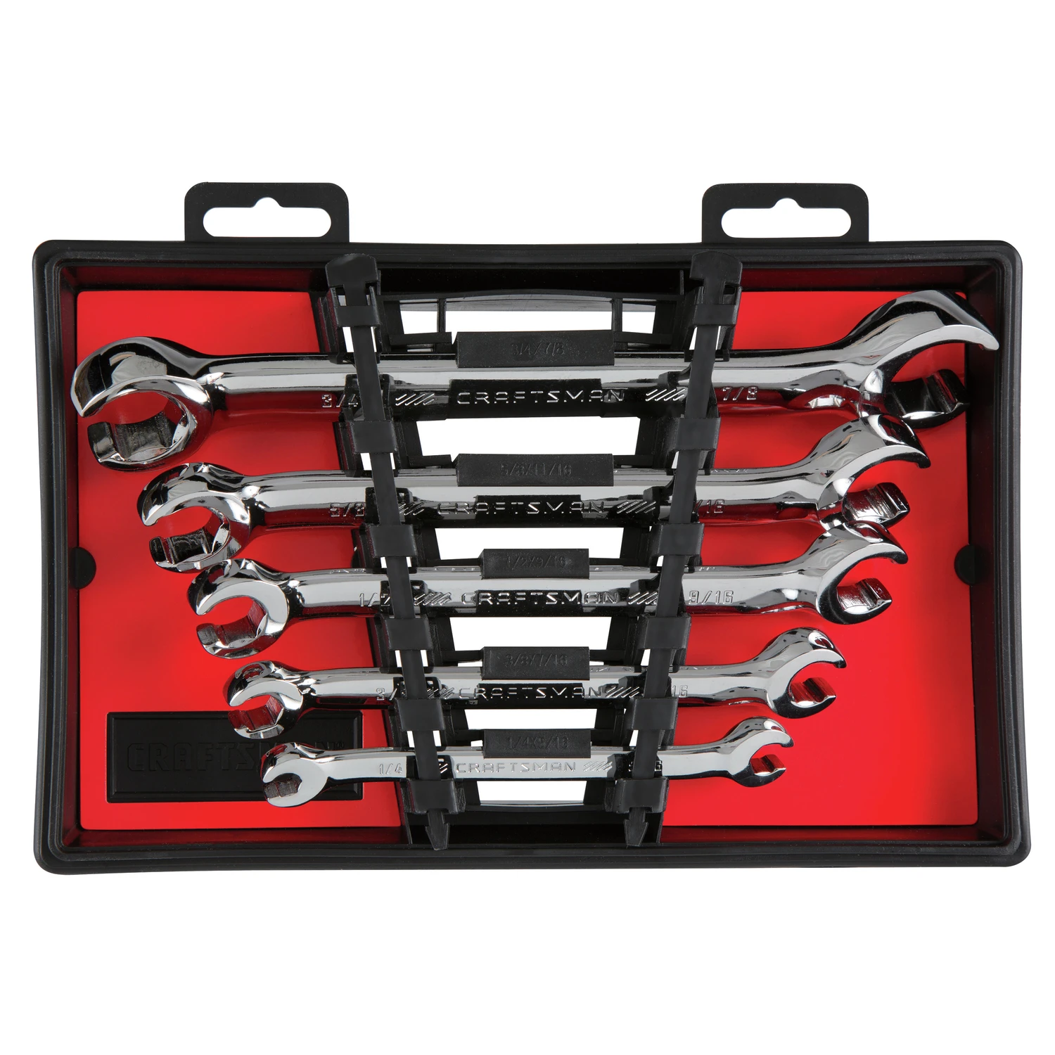 5 Piece Sae Flare Nut Wrench Set With Polished Chrome Finish