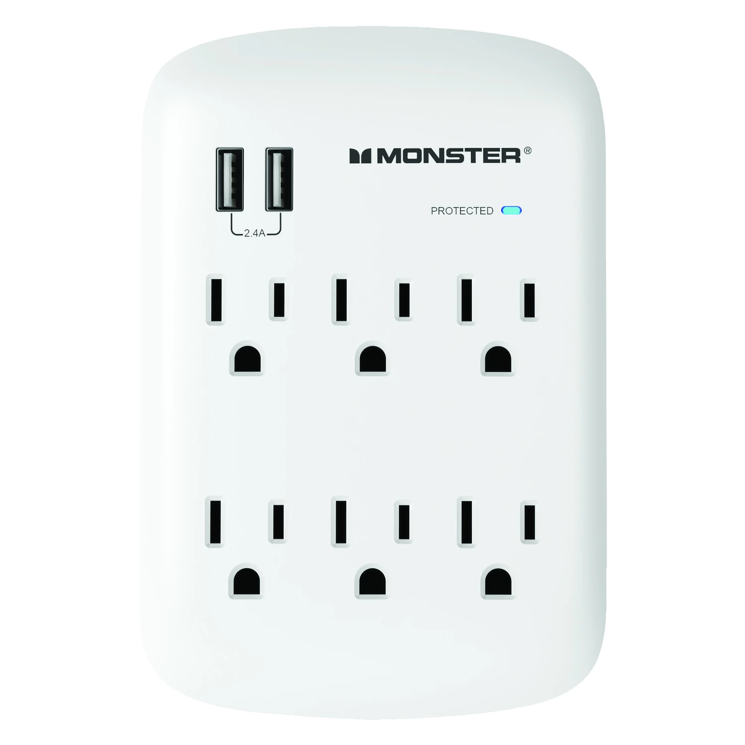 Just Power It Up 1200 Joules 6 Outlets Surge Protector Wall Tap With Usb