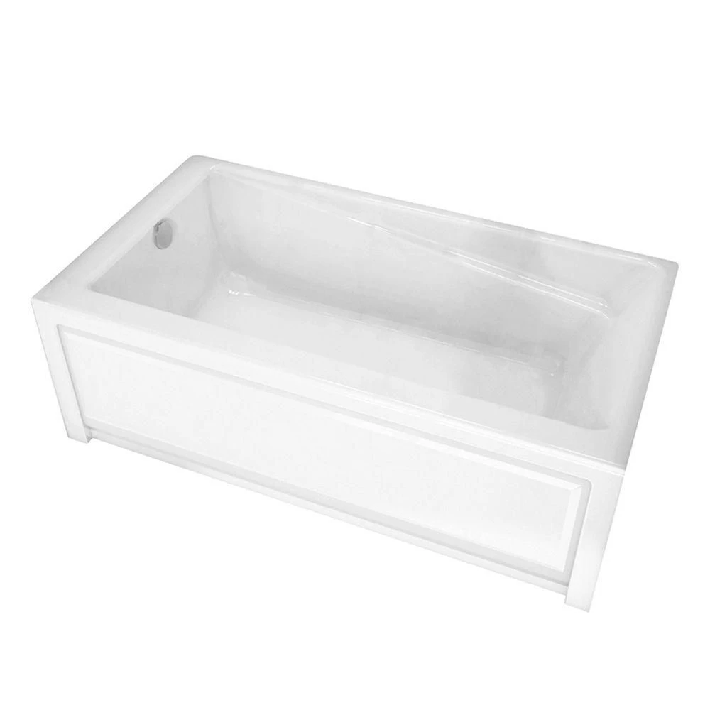 New Town 60 In. Acrylic Left Drain Rectangular Alcove Soaking Bathtub In White