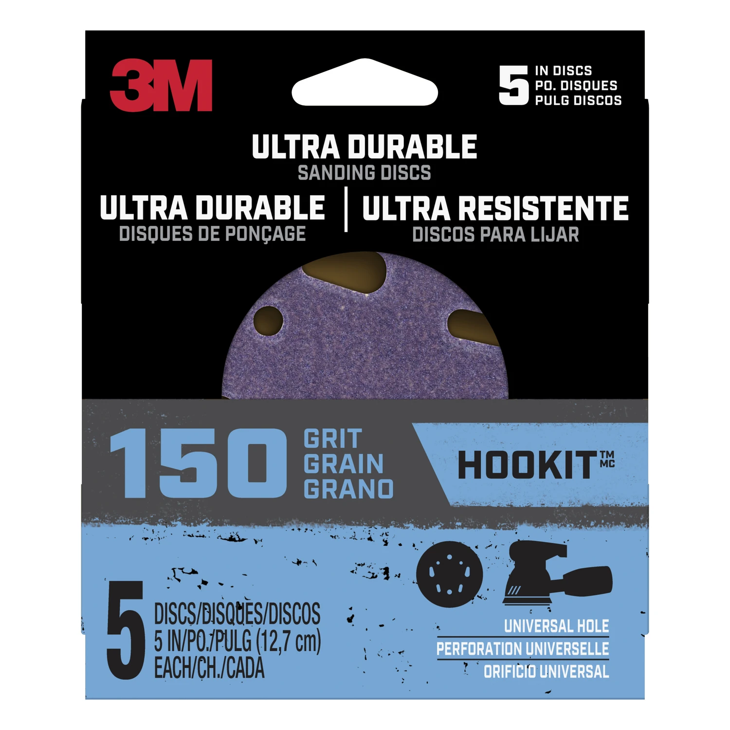 Ultra Durable Power Sanding Discs, Universal, 150 Grit, 5 In., 5-Pk.