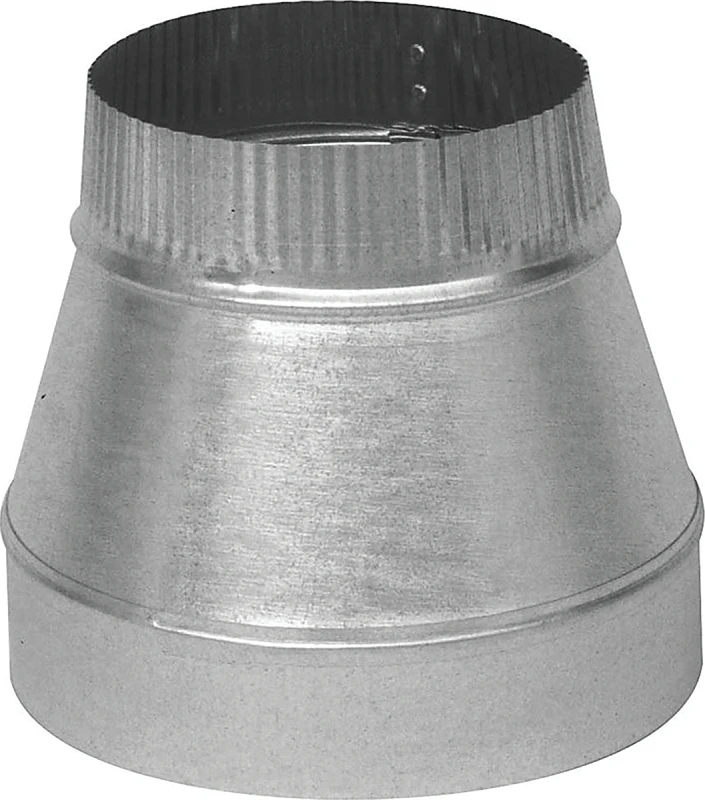 Gv0822 Short Duct Reducer, 8 X 7 In., 28 Gauge Galvanized Steel