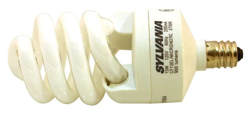 Sylvania 26941 Decorative Compact Fluorescent Bulb, 13 W, Spiral Lamp, Candelabra E12
