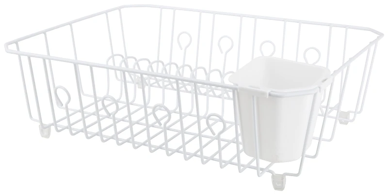 Dish Drainer With Cutlery Basket, 20 Lb Capacity, 18 In L X 13-1/2 In W X 5-1/2 In H, Steel