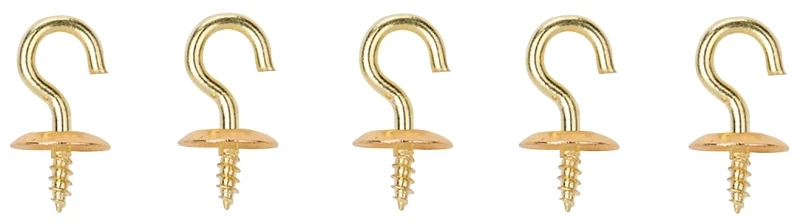 Solid Brass Cup Hook 1/2 Inch Rust-resistant 5 Piece Set