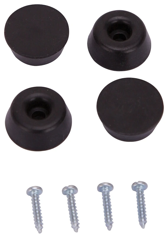 1 Inch Black Rubber Bumper Screw Furniture Leg Tips With Screws