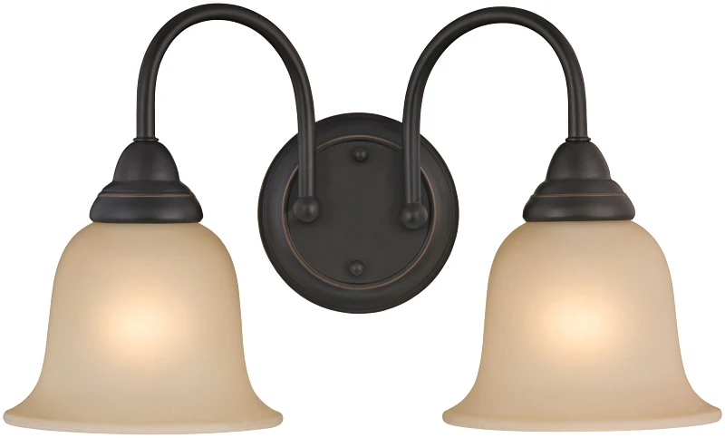 Light Bath Wall Fixture, 2 Light, Amber & Oil Rubbed Bronze