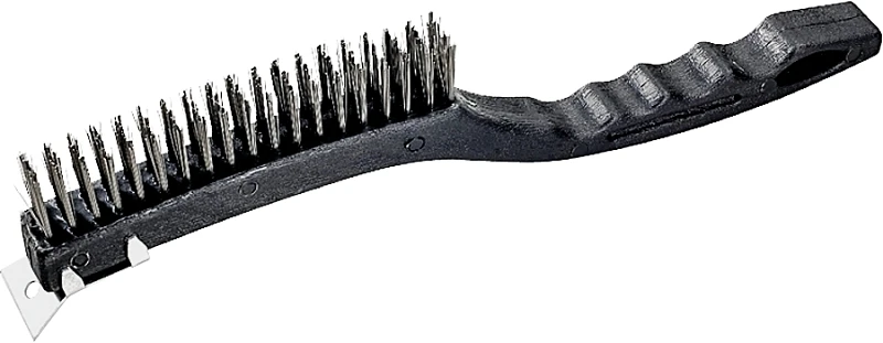 Sj3133-s Plastic Long Handle Wire Brush With Scraper 3" X 19"