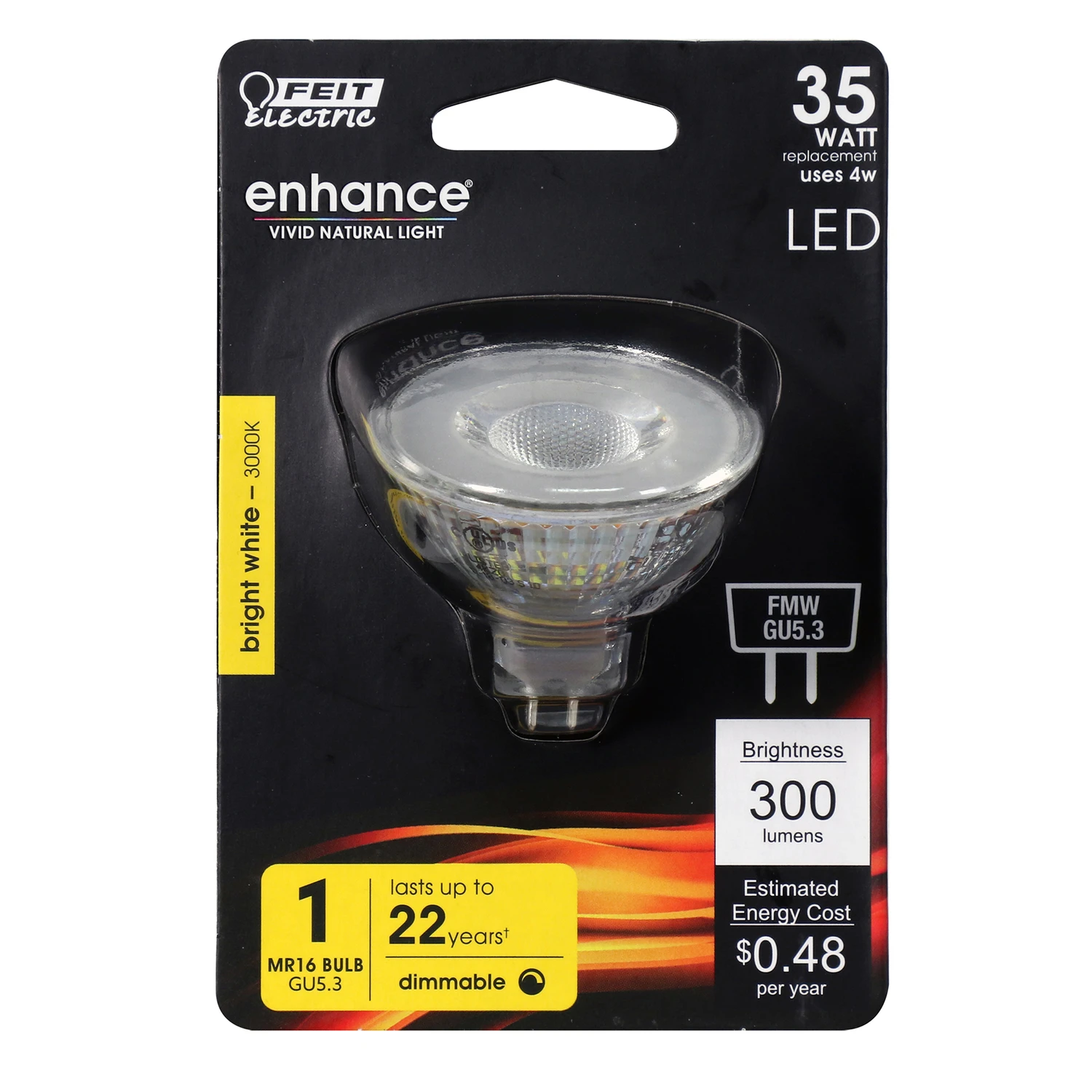 FEIT Electric Enhance MR16 GU5.3 LED Bulb Bright White 35 Watt Equivalence 1 pk
