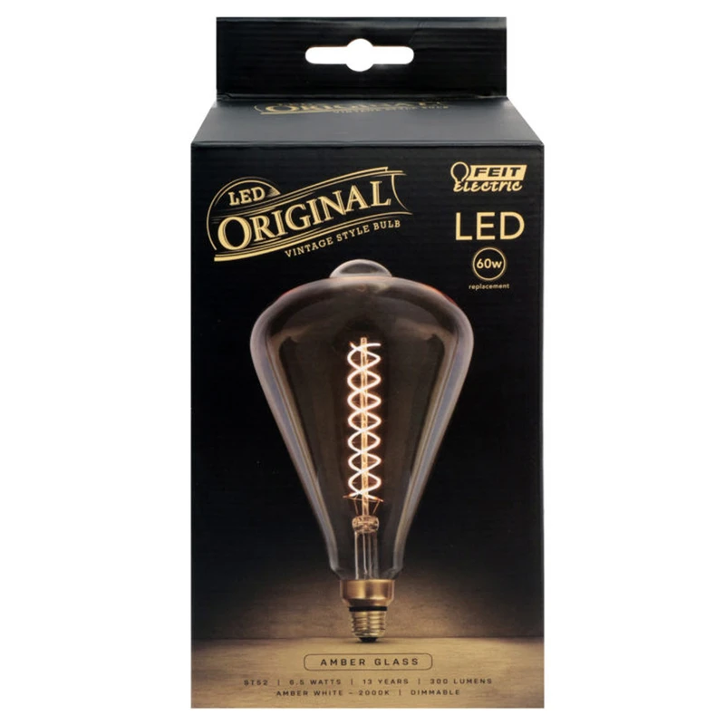 Feit ST52 E26 (Medium) LED Bulb Amber 60 Watt Equivalence 1 pk