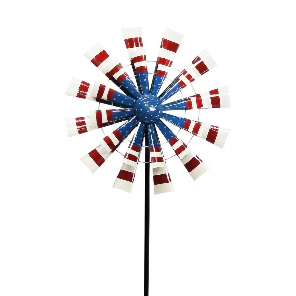 75 Inch Small Patriotic Metal Windmill Stake - Model Ncy328s By Alpine Corporation