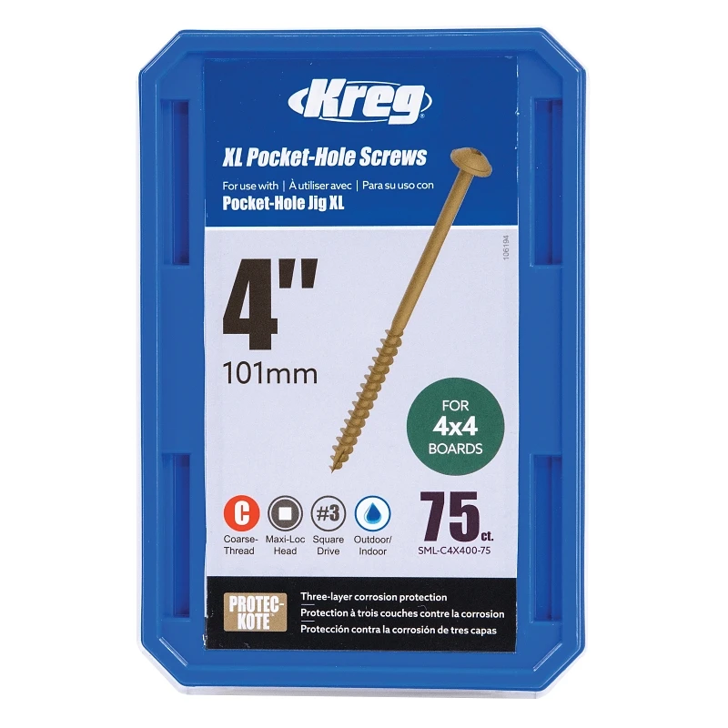 Kreg 4 in. L Square Coarse Pocket-Hole Screw 75 pk
