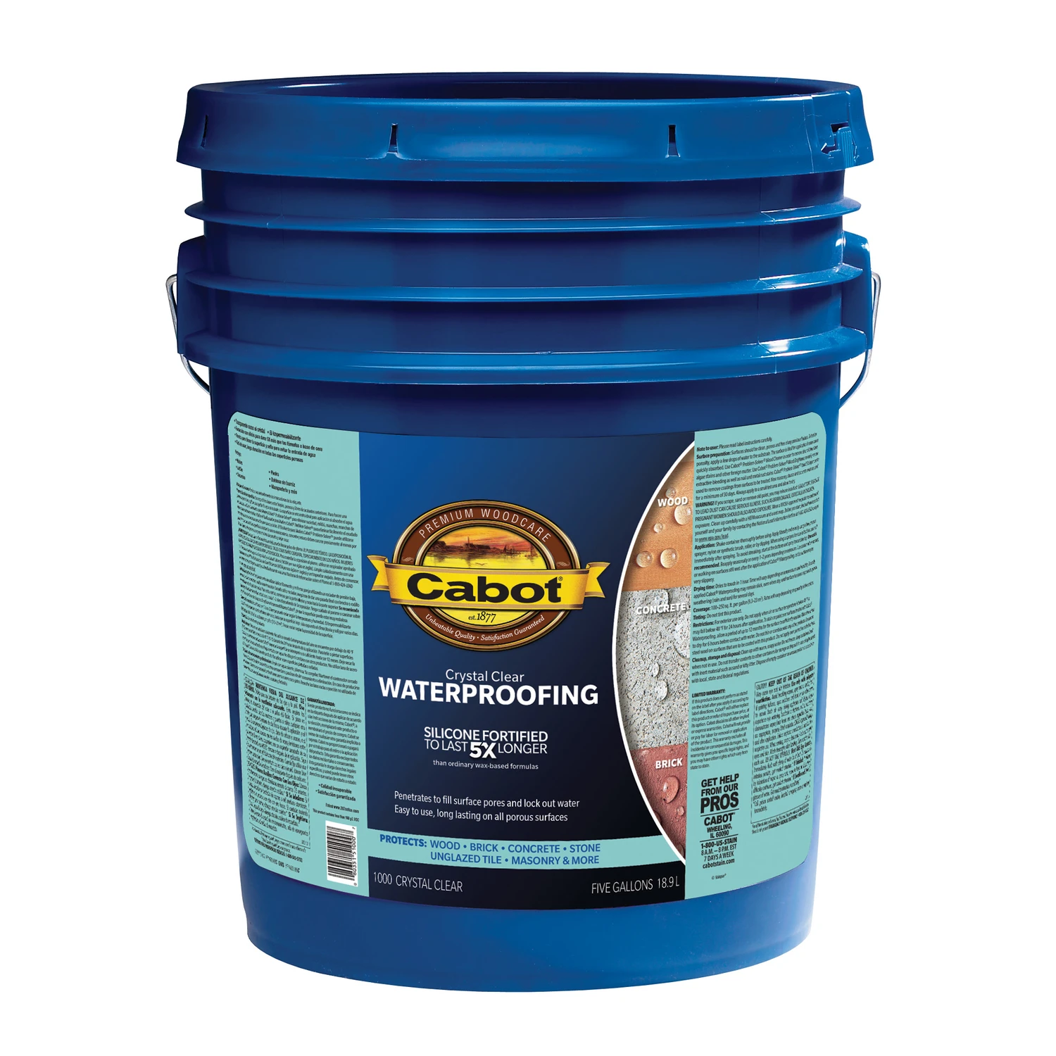 Crystal Clear Water-based Acrylic Waterproofing Paint 5 Gallon Container