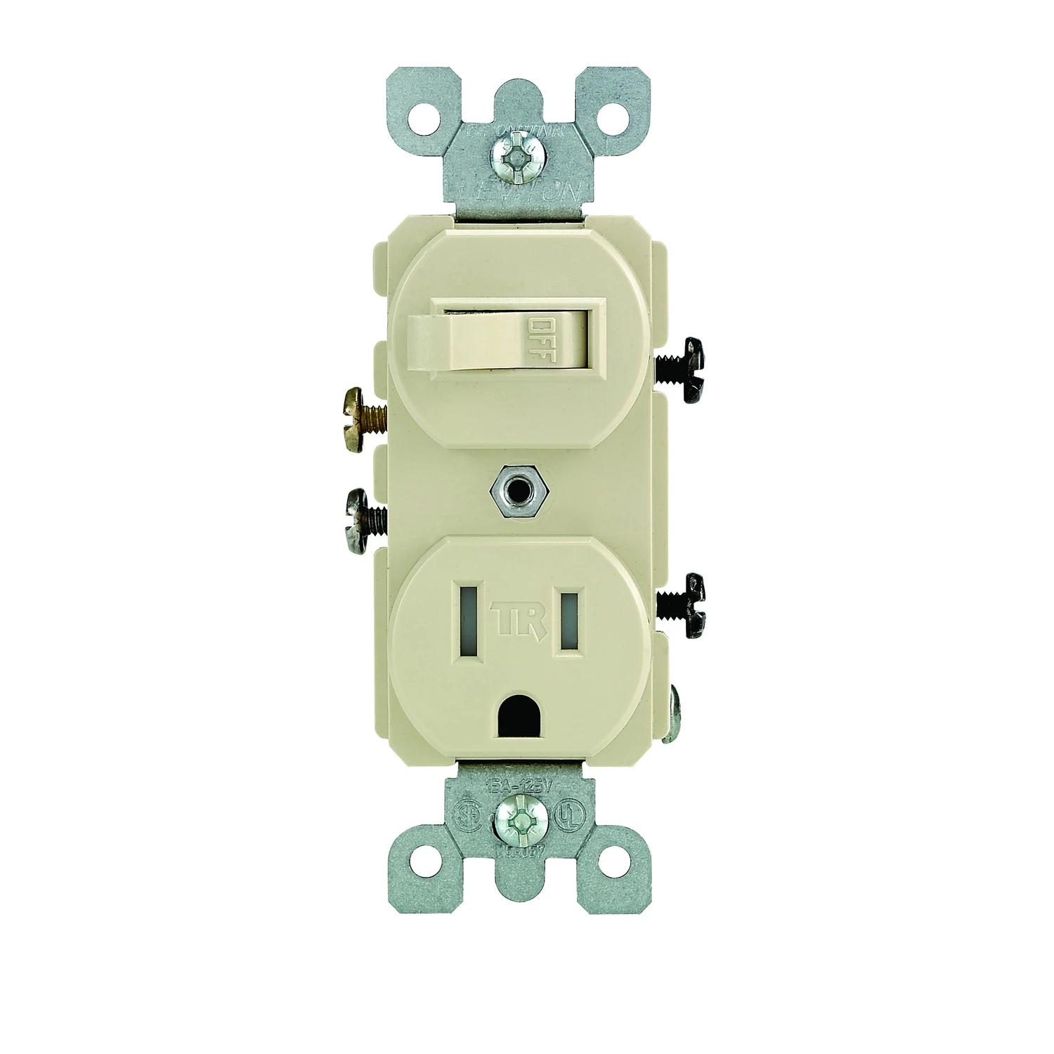 15 Amp Tamper-Resistant Combination Switch and Outlet, Ivory