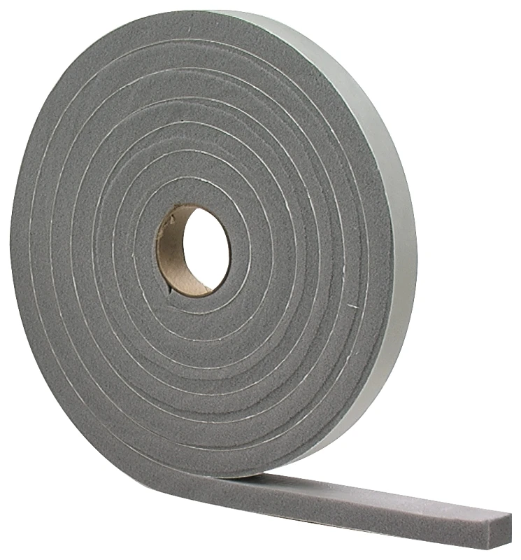 1/2" W X 3/8" T X 10' L Gray Foam Weatherstrip Tape For Doors And Windows