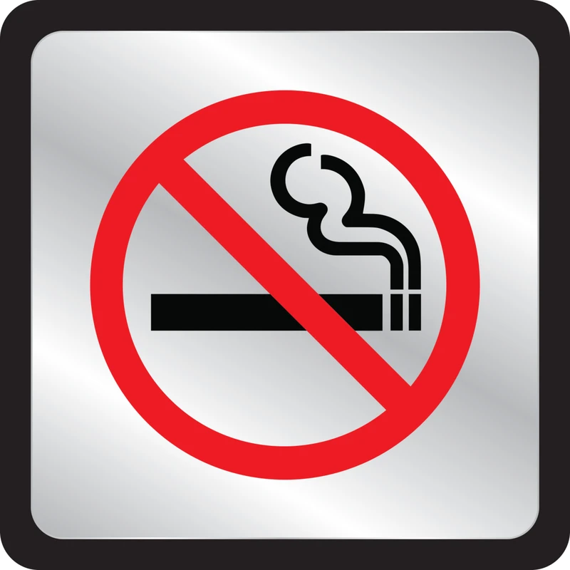 No Smoking Symbol Sign, 4.5 In. X 4.5 In., Self-adhesive Mylar Plaque