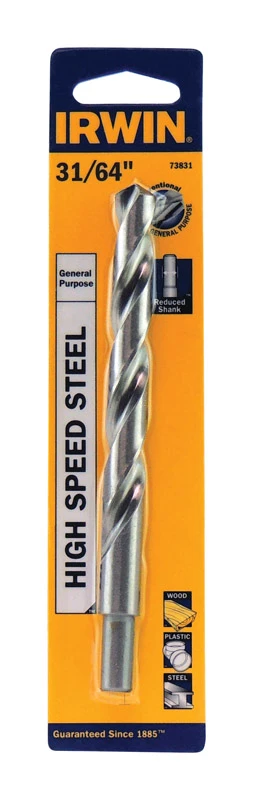 31/64 In. X 5-7/8 In. High Speed Steel Drill Bit - Straight Shank