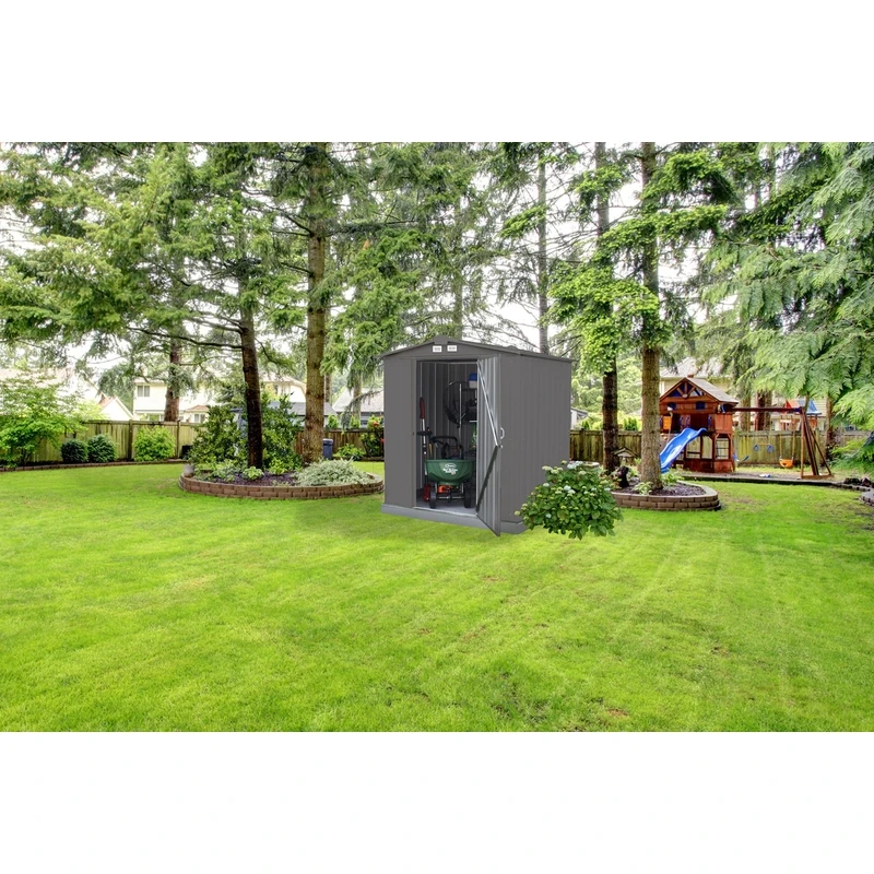 Ezee 6 Ft. X 5 Ft. Charcoal Galvanized Steel Storage Shed, Model Ez6565lvcc