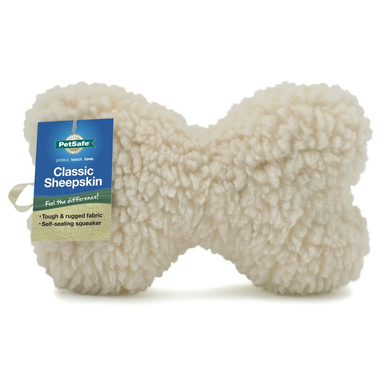Premier Sheepskin Bone Dog Toy Small - 6" H X 4" W X 4" L