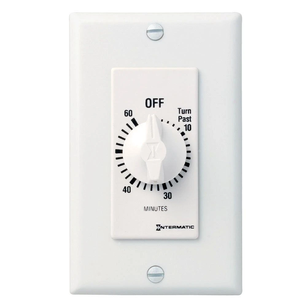 Fd Decorator Series 20 Amp 60-minute In-wall Auto-off Spring Wound Timer, White