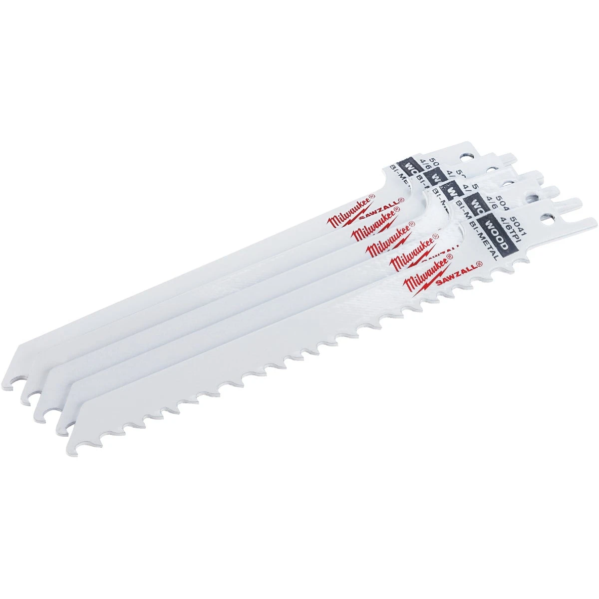 Milwaukee Sawzall 6 in. Bi-Metal Wood cutting Reciprocating Saw Blade 4/6 TPI 5 pk