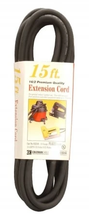 02210 15-foot 16/2 Black Vinyl Outdoor Extension Cord