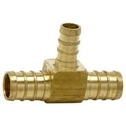 PEX Pipe Tee, Brass, Lead-Free, 1/2 x 1/2 x 3/8 In. Barb