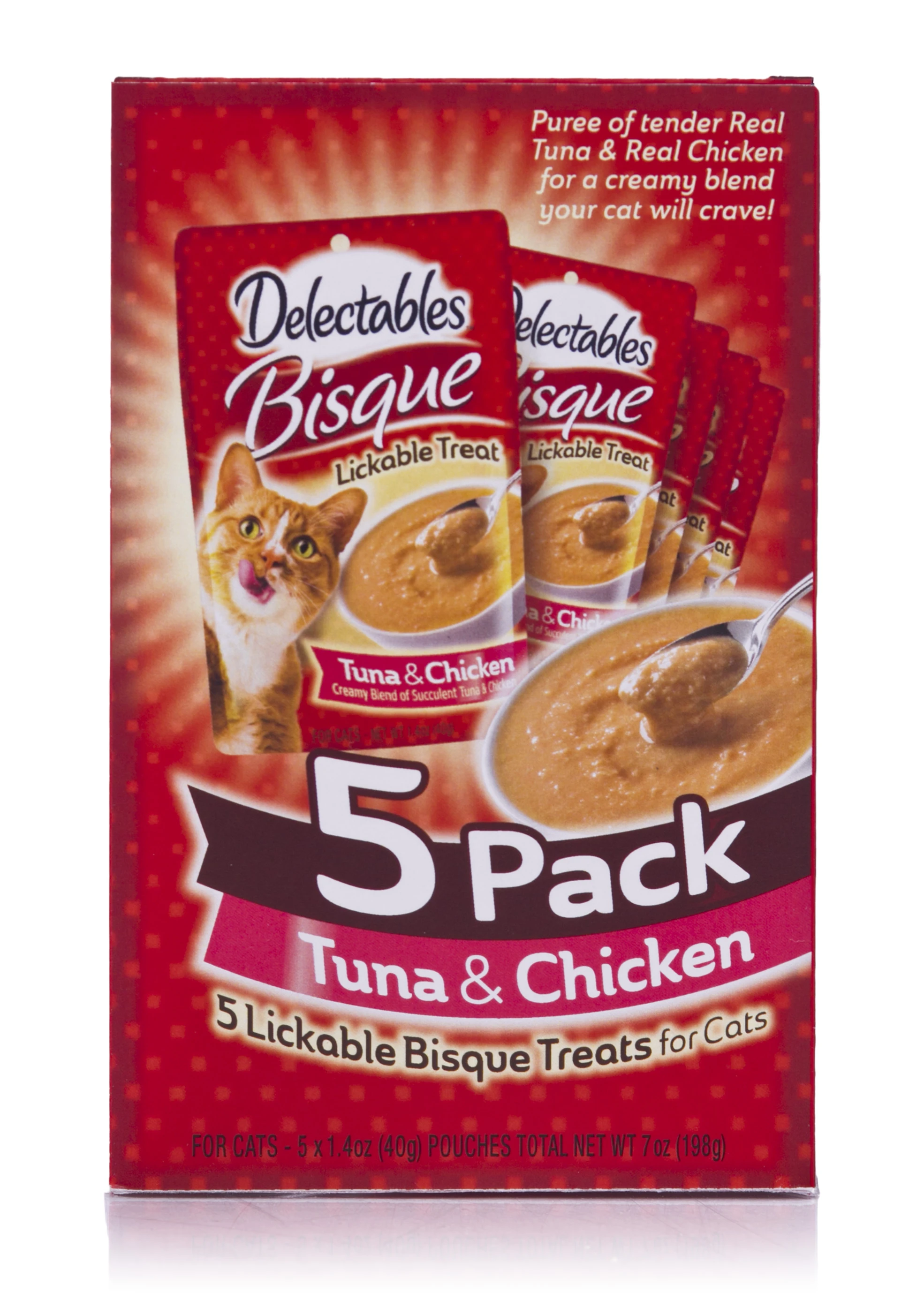 Lickable Bisque Treats for Cats, Chicken & Tuna, 1.4 oz. Each, 5-Pk.