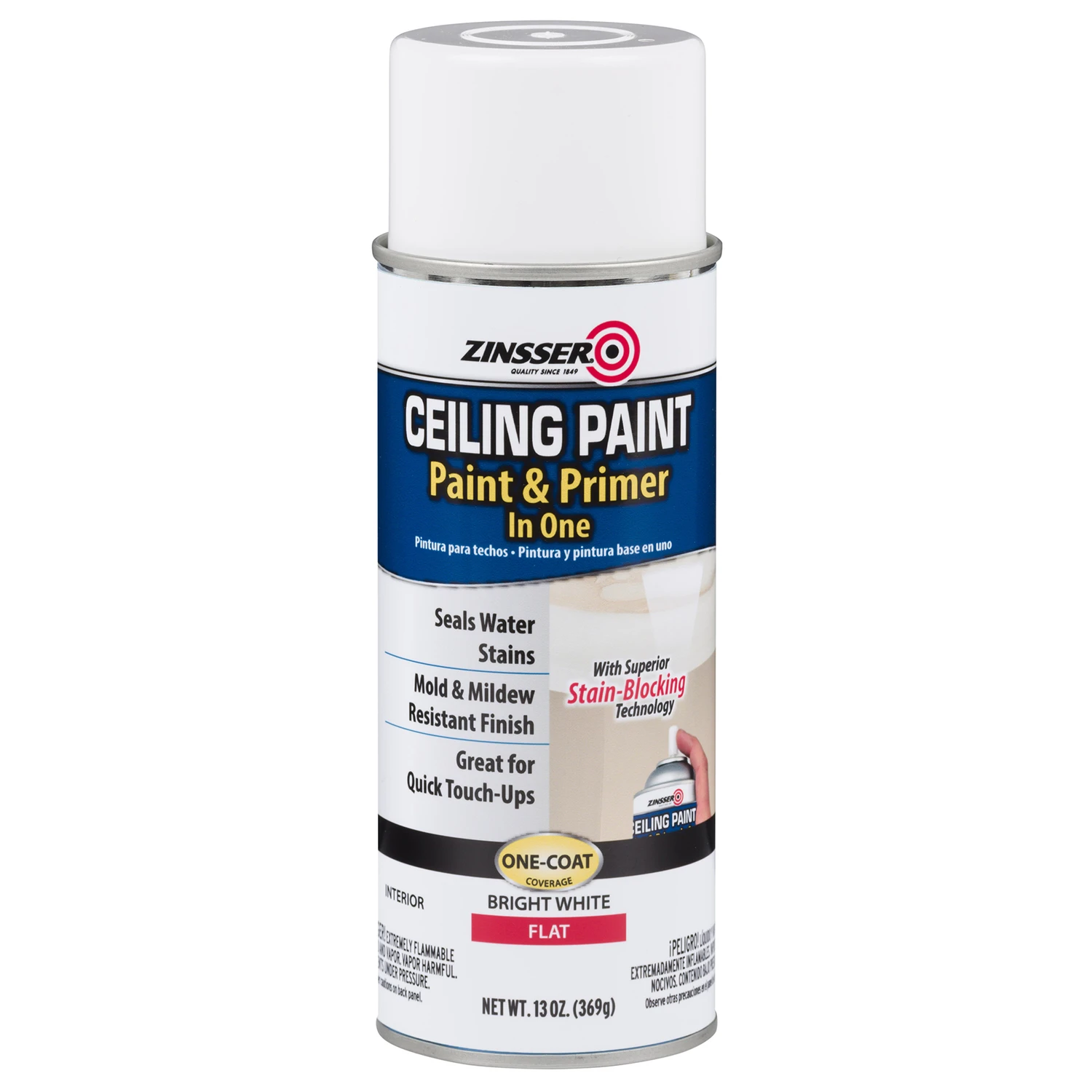 Flat Bright White Water-based Ceiling Paint And Primer In One 13 Oz