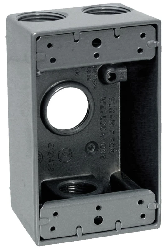 B5-2v 1-gang Weatherproof Electrical Outlet Box With 4 Knockouts
