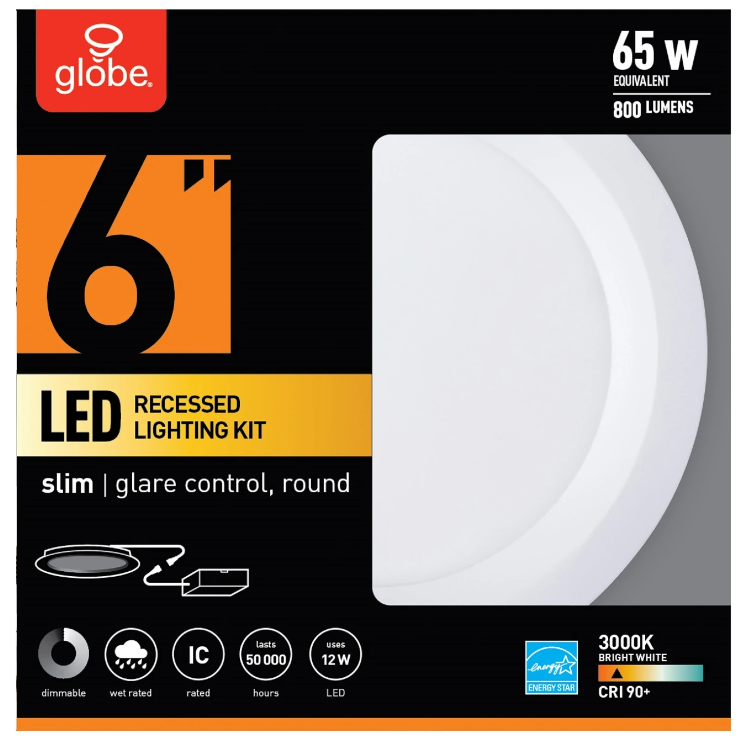 Ultra Slim Energy Star Frost White 6 In. Metal Led Canless Recessed Downlight 12 W
