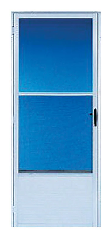 36" X 80" White Self-storing Screen Storm Door With Reversible Universal Hinge