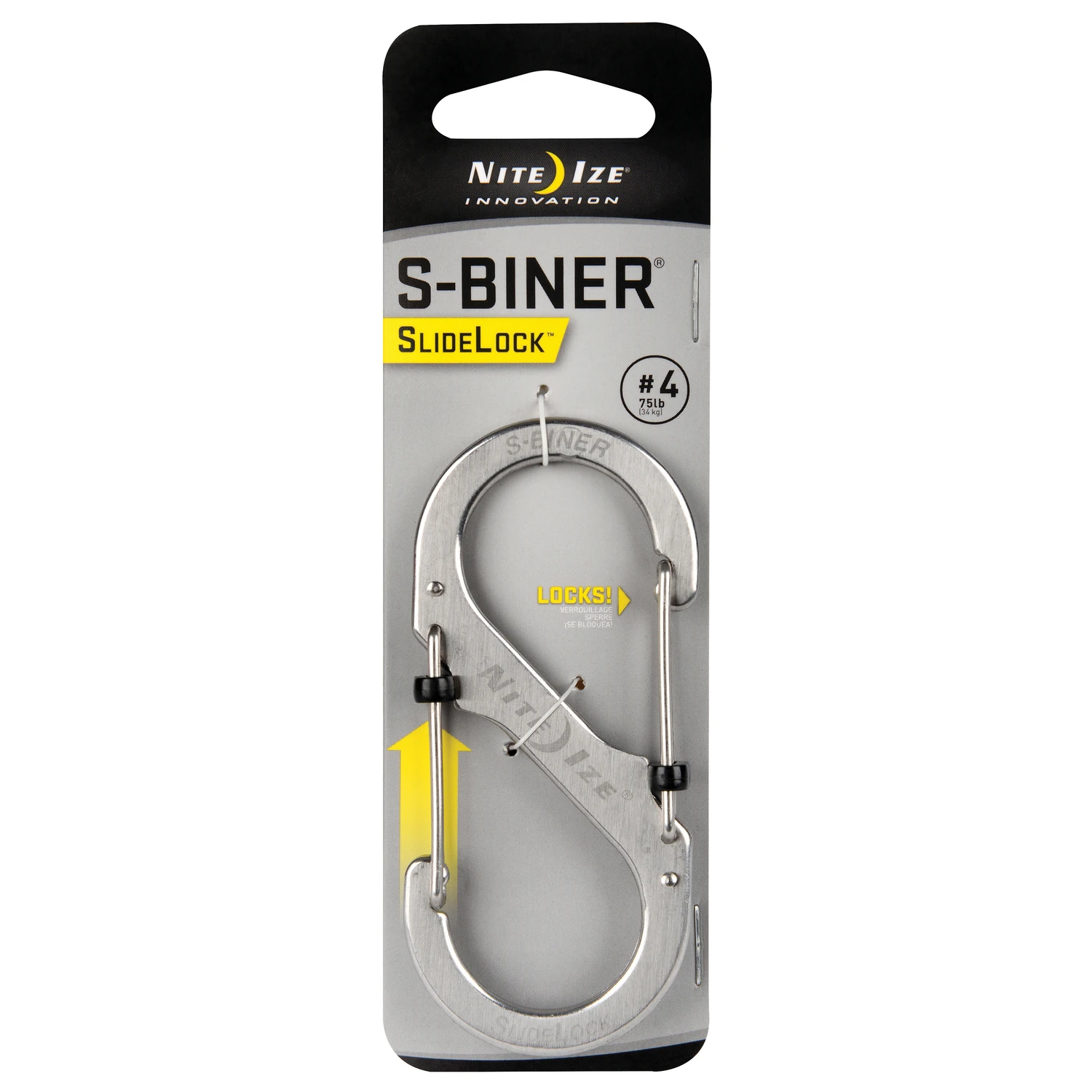 S-biner Slidelock Size 4 Stainless Steel Carabiner Key Ring 75 Lb Capacity