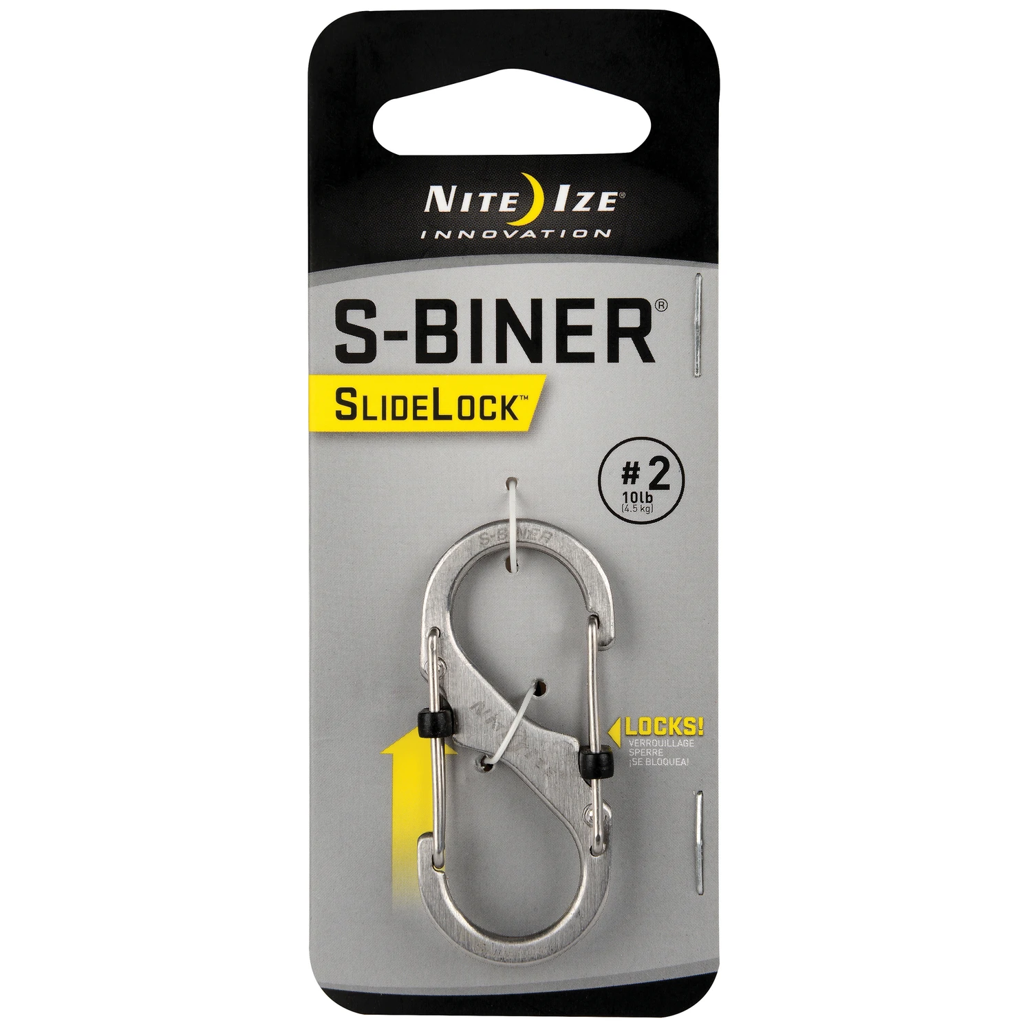 S-biner Slidelock Size 2 Stainless Steel Carabiner Key Ring 10 Lb Capacity